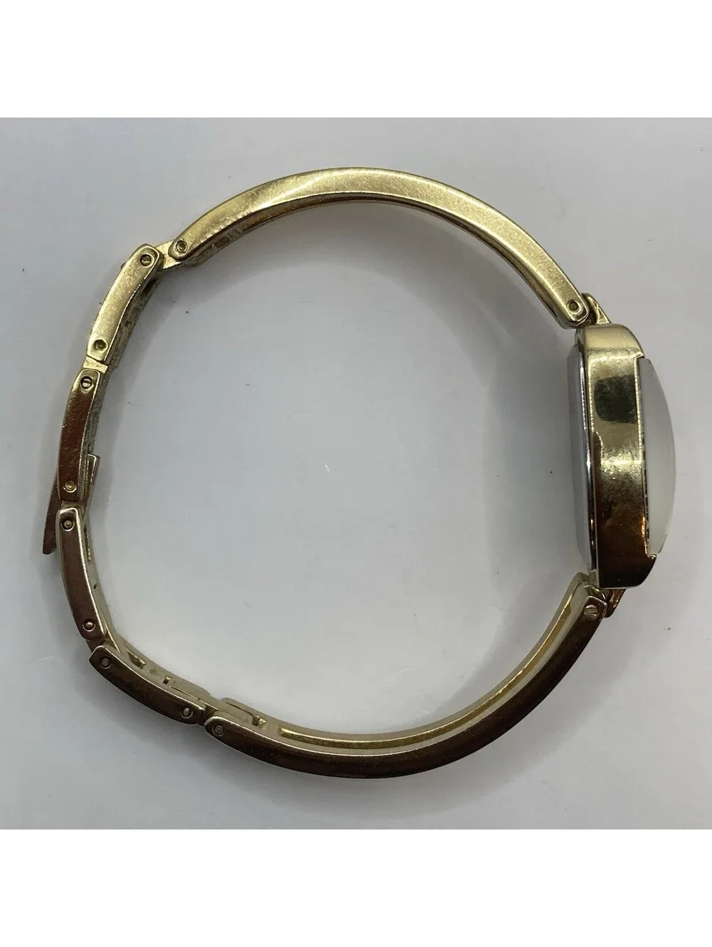 Vintage Timex Ladies Bangle Cuff Gold Tone Square Dial Watch Not Running